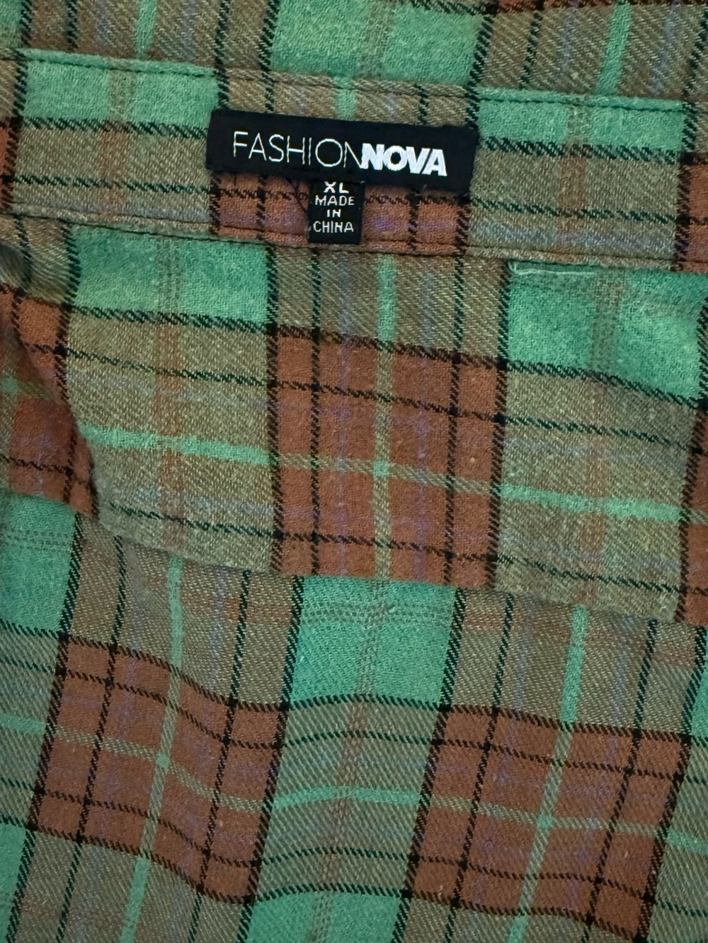 Women’s Oversized Patchwork Plaid Shirt XL | Raw Edge Seam Detail | Boho - Picture 5 of 7